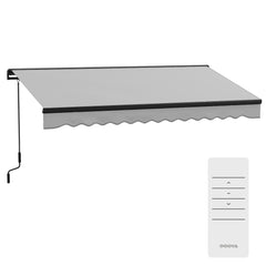 Outsunny 2.5 x 3.5m Aluminium Frame Electric Awning, with Remote - Light Grey