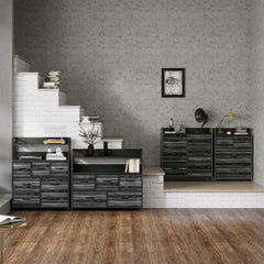 HOMCOM Rustic Chest of Five Fabric Drawers - Black