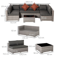 Outsunny Four-Piece Half-Square Rattan Sofa Set - Mixed Grey