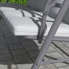 Outsunny 3 Seater Garden Swing Chair, Patio Rocking Bench with Tilting Canopy, Removable Cushion and Steel Frame, Light Grey