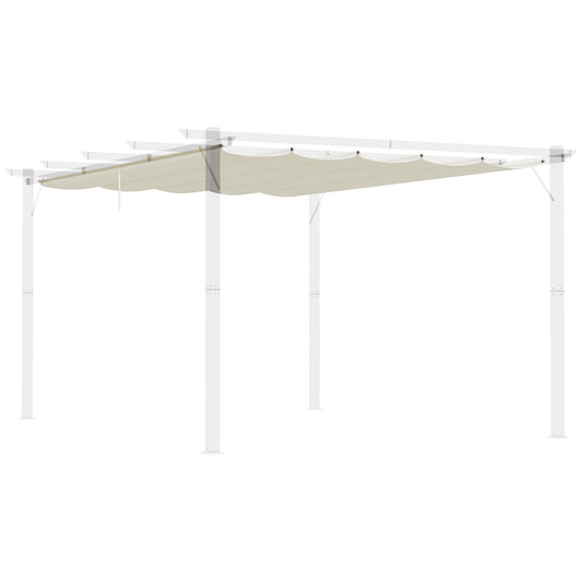 Outsunny Retractable Pergola Shade Cover, Replacement Canopy for 4 x 3 (m) Pergola, Retractable Roof, Cream White