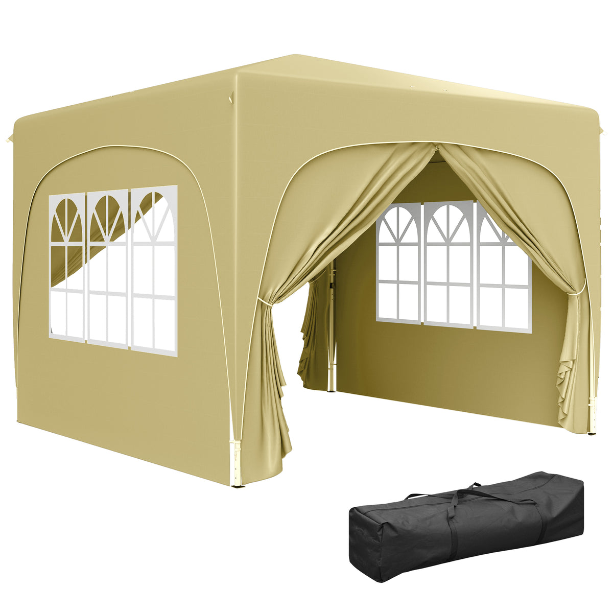 Outsunny 3 x 3m Pop-Up Gazebo Shelter, with Accessories - Sand