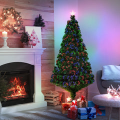 HOMCOM 5FT Pre-Lit Fibre Optic Artificial Christmas Tree Holiday Xmas D√É¬©cor with Tree Topper Multi-Colour