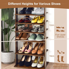 Extra Wide Wooden Vertical Shoe Rack with 7 Shelves-Brown