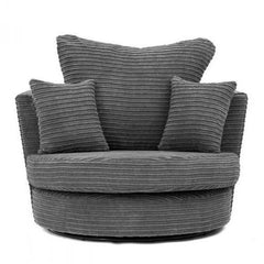 Porto Jumbo Cord Swivel Chair - Grey