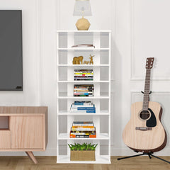 Extra Wide Wooden Vertical Shoe Rack with 7 Shelves-White