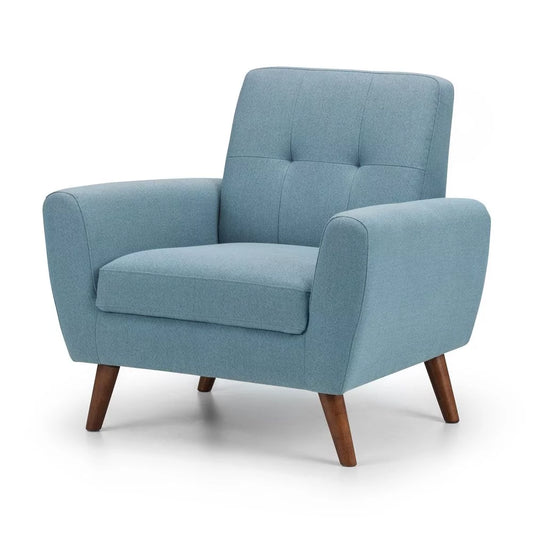 Monza Stylish Retro Linen Fabric Armchair - Blue