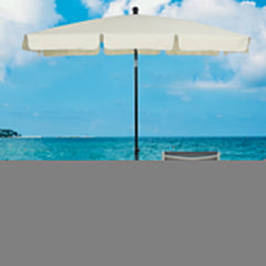 Outsunny Garden Parasol Umbrella, Outdoor Market Table Umbrella with Ruffles & Aluminium Pole, Rectangular Tilting Parasol Sun Shade Canopy, 2 x 1.3m, Cream White