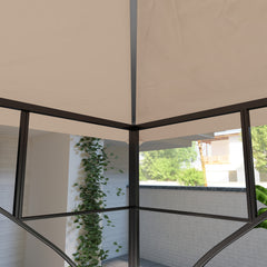 Outsunny 3x3(m) Replacement Gazebo Canopy, Double Tier Roof Top for Garden, Patio, Outdoor, Khaki (TOP ONLY)