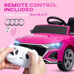 AIYAPLAY Audi Q8 e-tron Sportback Licensed 12V Ride on Car w/ Remote, 4 Spring Suspension Wheels, Headlights, Music, Horn - Pink