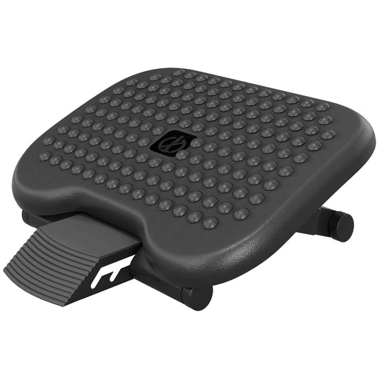 HOMCOM Footrest Adjustable Height & Angle Tilting Platform Home Office Foot Rest Black