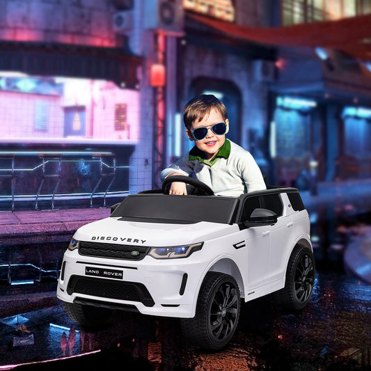 AIYAPLAY Licensed Land Rover Discovery Sport, 12V Kids Ride on Car w/ Remote Control, Lights, Music, Horn, for 3-6 Years, White