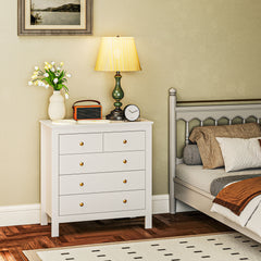 HOMCOM Elegant Chest of Five Drawers - White