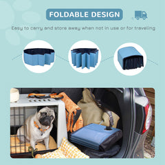 PawHut Foldable Dog Paddling Pool Pet Cat Swimming Pool Indoor/Outdoor Collapsible Summer Bathing Tub Shower Tub Puppy Washer (120 √É‚Äî 30H cm, Blue)