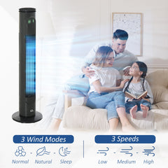 HOMCOM 30'' Freestanding Tower Fan, 3 Speed 3 Mode, 10h Timer, 70 Degree Oscillation, LED Light, 5M Remote Controller, Dark Grey