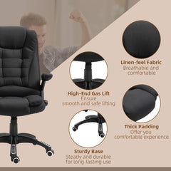 Vinsetto Massage Recliner Chair Heated Office Chair with Six Massage Points Linen-Feel Fabric 360√Ç¬∞ Swivel Wheels Black