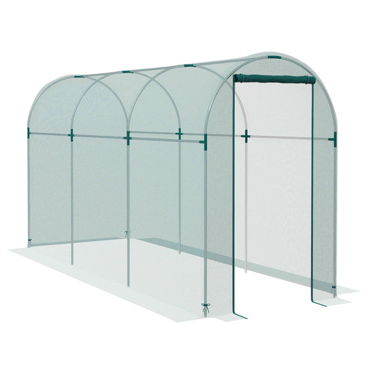 Outsunny 360 x 120cm Galvanised Steel Fruit Cage, Plant Protection Tent with Zipped Door, Green