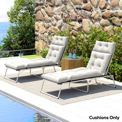 Outsunny Sun Lounger Cushions Only, 190x56x10cm Garden Lounge Chair Cushions Set of 2, UPF20+ 220gsm Fabric, Thick Sunbed Replacement Cushions with 6 Ties, Light Grey