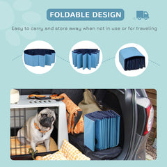 PawHut Foldable Dog Paddling Pool Pet Cat Swimming Pool Indoor/Outdoor Collapsible Summer Bathing Tub Shower Tub Puppy Washer (â140 x 30H (cm), Blue)