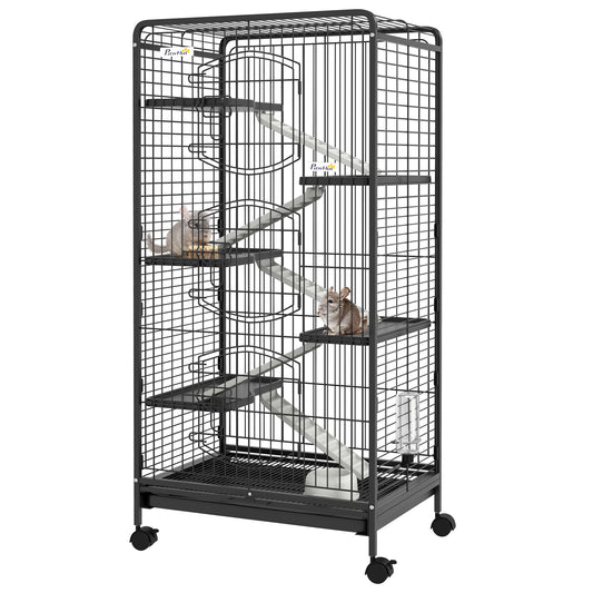 PawHut 6 Levels Removable Small Animal Cage, 131cm - Black