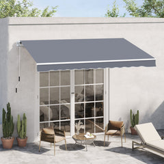 Outsunny Manual Retractable Awning, size (4m x3m)-Grey