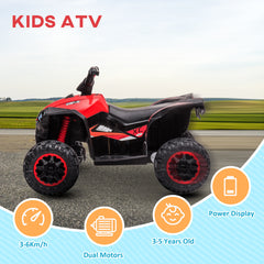 HOMCOM 12V Ride-On Quad Bike w/ Music, Horn, for Ages 3-5 Years - Red