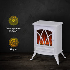 HOMCOM 1kW-2kW Vintage Electric Fireplace Heater - White