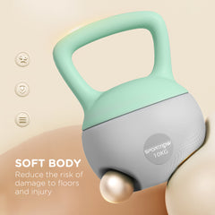 SPORTNOW 2 x 10kg Soft Kettlebell, Kettle Bell with Non-Slip Handle, for Home Gym, Strength Training, Cardio - Grey and Green