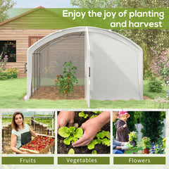 Outsunny Polytunnel Greenhouse Walk-in Grow House with UV-resistant PE Cover, Door, Galvanised Steel Frame, 4 x 3 x 2m, White