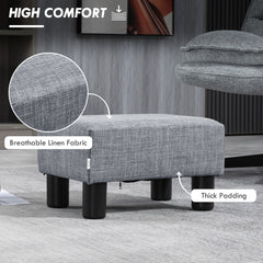 HOMCOM Linen Fabric Footstool Ottoman Cube with 4 Plastic Legs