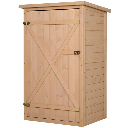 Outsunny Wooden Small Shed, Garden Storage Shed with Shelves and Bolt Latch, 75L x 56W x115H cm, Natural