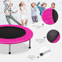 Foldable Mini Trampoline with Springs and Padded Cover-pink