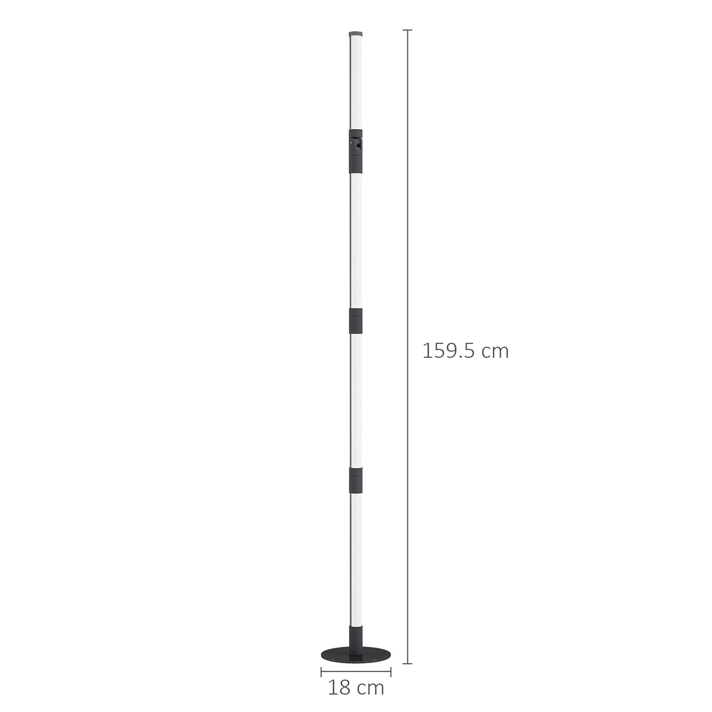 HOMCOM LED Floor Lamp, 360√Ç¬∞ RGB Detachable Corner Floor Lamp with App & Remote Control, Colour Changing Standing Lamp with Music Sync & Timing, for Living Room, Game Room, Dark Grey