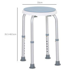 HOMCOM 360√Ç¬∞ Swivel Shower Chair, Height Adjustable Aluminium Shower Stool with Non-Slip Feet for Disabled, Elderly, Blue