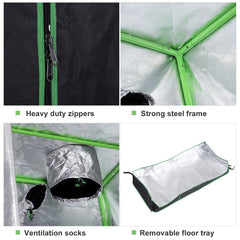 Outsunny Mylar Hydroponic Grow Tent with Adjustable Vents and Floor Tray for Indoor Plant Growing, 80 x 80 x 160cm