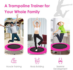 Foldable Mini Trampoline with Springs and Padded Cover-pink