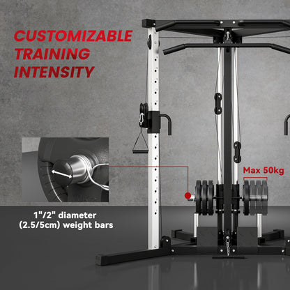 SPORTNOW Home Gym Machine, Multifunctional Gym Equipment with High and Low Pulleys, Pull Up Bar, 15-Position Adjustable Strength Training Workout Station for Full Body Fitness