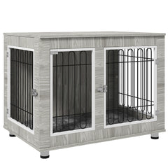 PawHut Indoor Dog Kennel w/ Soft Cushion, Double Door for Large Dogs, 106 x 74 x 81.5cm, Grey