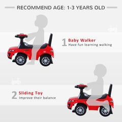 HOMCOM 3-in-1 Ride On Car Foot To Floor Slider Toddler w/ Horn Steering Wheel NO POWER Manual Under Seat Storage Safe Design for 1-3 Year Old Red