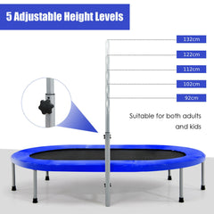 Double Foldable Fitness Trampoline with Adjustable Handrail-Blue