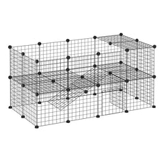 PawHut DIY Pet Playpen Metal Wire Fence Indoor Outdoor Rabbit Small Animals Cage 36 Panel Enclosure Black