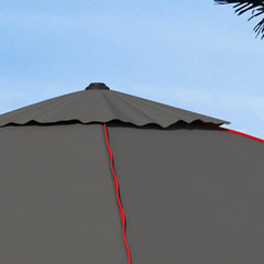 Outsunny 215cm Square Canopy Parasol, with Contrast Piping - Grey/Red