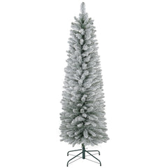 HOMCOM 5ft Artificial Snowy Pencil Christmas Tree - White