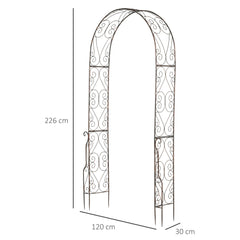 Outsunny Metal Garden Arch Trellis, Decorative Arbour Archway for Walkway Path Ceremony Wedding Party, 120 x 30 x 226cm