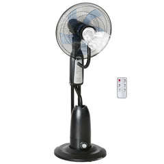 HOMCOM 18" Pedestal Fan with Water Mist Spray, Humidifying Misting Fan, Standing Fan with 3 Speeds, 2.8L Water Tank, Timer and Remote, Black