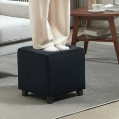 HOMCOM Velvet-Feel Square Ottoman - Grey