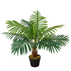 Outsunny 60cm/2FT Artificial Palm Tree Decorative Plant 8 Leaves with Nursery Pot, Fake Tropical Tree for Indoor Outdoor D√É¬©cor