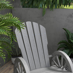 Outsunny Wooden Adirondack Rocking Chair Reclining Armchair Outdoor Garden Furniture Patio Porch Rocker - Grey