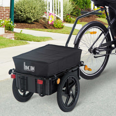 HOMCOM Cargo Trailer Bike Stroller Garden Trolley W/Carrier Utility Luggage & Wheels Black