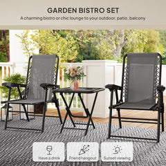 Outsunny Three-Piece Garden Table and Chair Set - Dark Grey